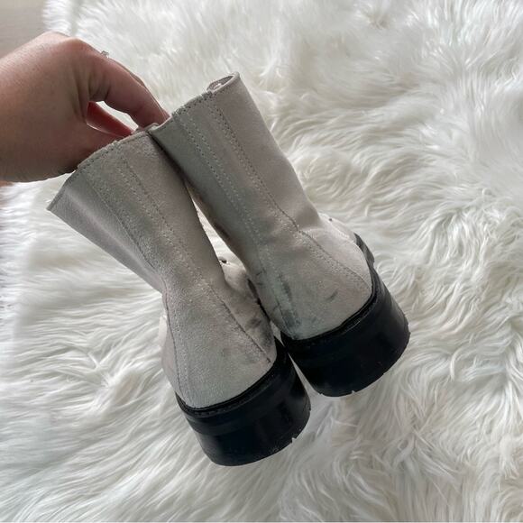 AllSaints | Women’s Ariel Boot White Suede Distressed Moto Zipper Zip Lace-Up 38 - Picture 6 of 11